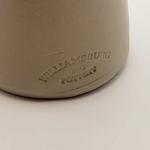 Williamsburg Pottery Salt Glaze Cobalt Blue Gray Leaf Colonial Jug Candle Holder - Picture 5 of 7